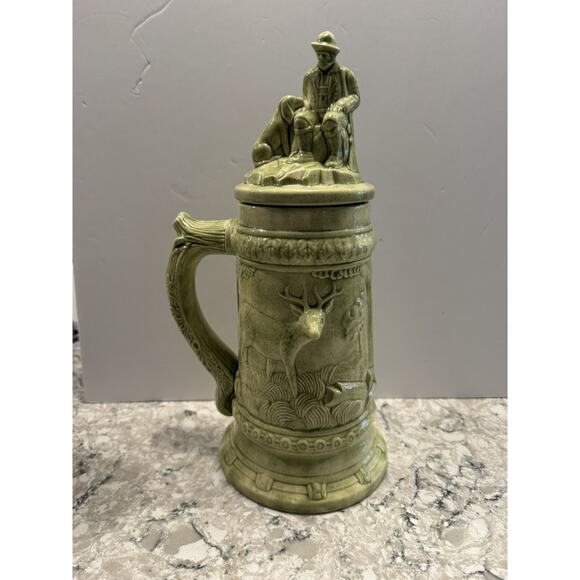 Vintage Ceramic German Hunter Beer Stein with Lid 1970s - Picture 7 of 9